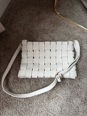 Anthropologie White Woven Crossbody Shoulder Bag